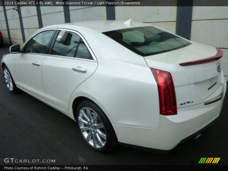 White Diamond Tricoat / Light Platinum/Brownstone 2014 Cadillac ATS 3.6L AWD