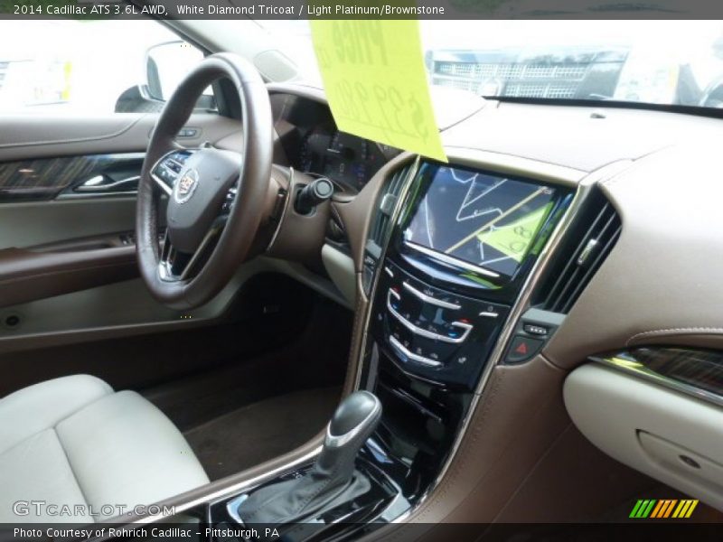 White Diamond Tricoat / Light Platinum/Brownstone 2014 Cadillac ATS 3.6L AWD