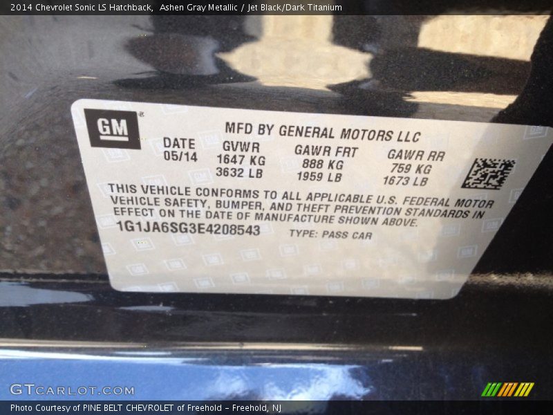 Ashen Gray Metallic / Jet Black/Dark Titanium 2014 Chevrolet Sonic LS Hatchback