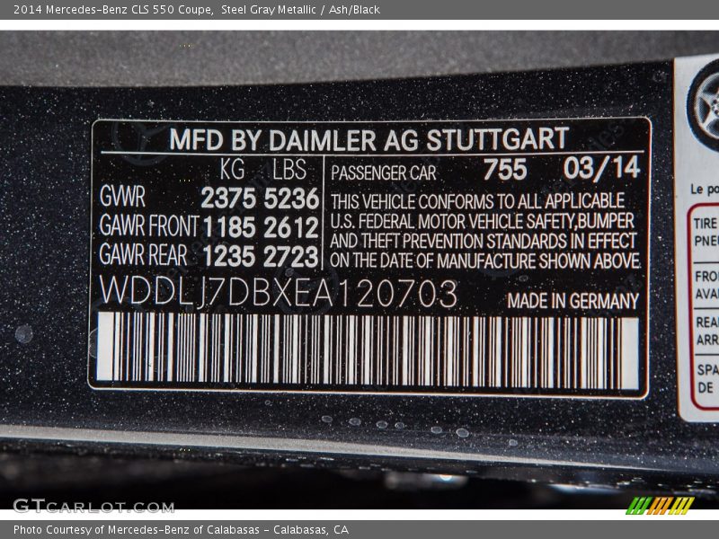 Steel Gray Metallic / Ash/Black 2014 Mercedes-Benz CLS 550 Coupe
