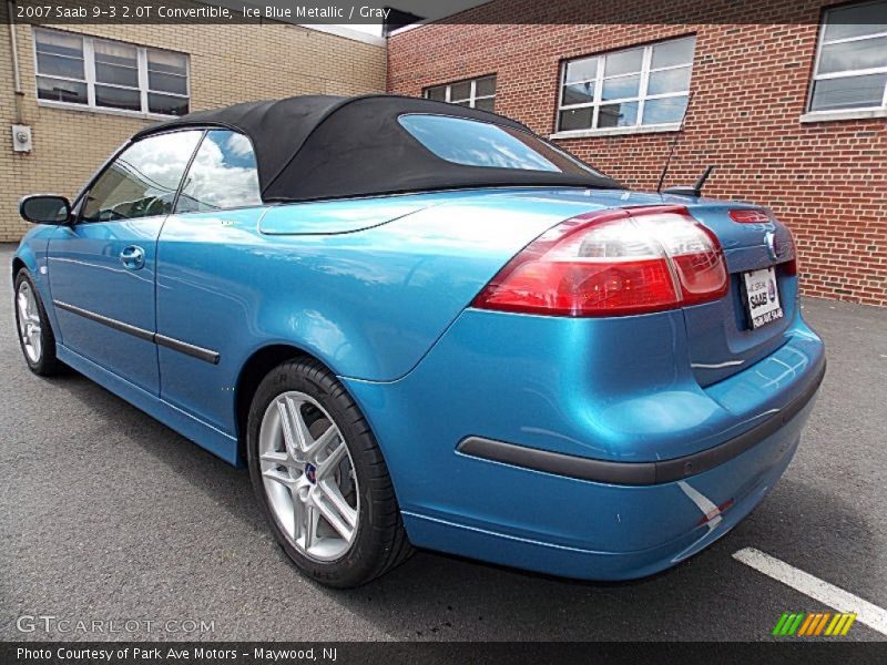 Ice Blue Metallic / Gray 2007 Saab 9-3 2.0T Convertible