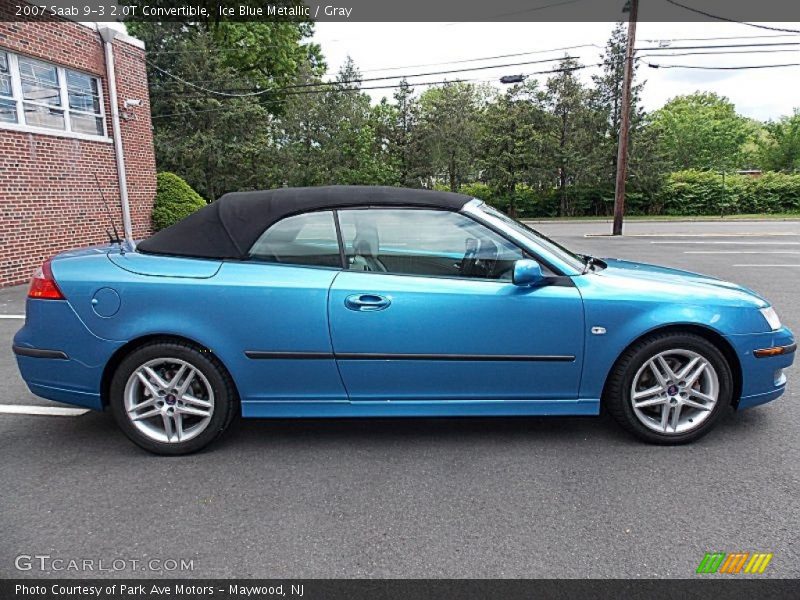 Ice Blue Metallic / Gray 2007 Saab 9-3 2.0T Convertible