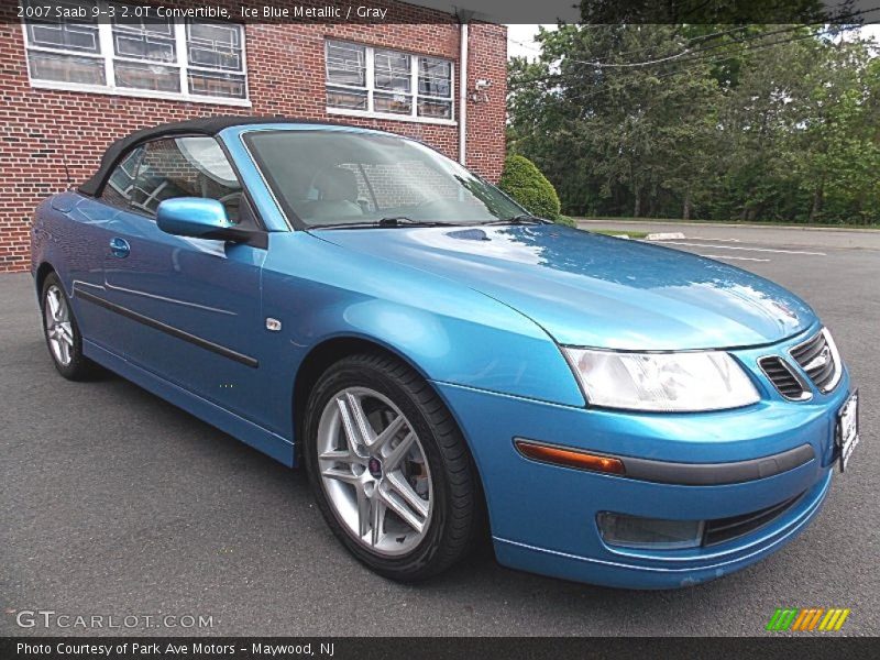 Ice Blue Metallic / Gray 2007 Saab 9-3 2.0T Convertible