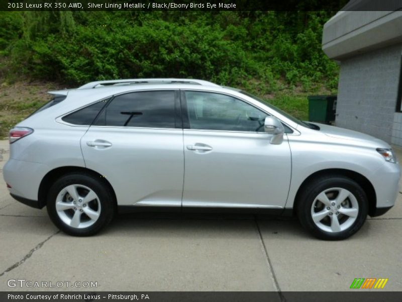 Silver Lining Metallic / Black/Ebony Birds Eye Maple 2013 Lexus RX 350 AWD