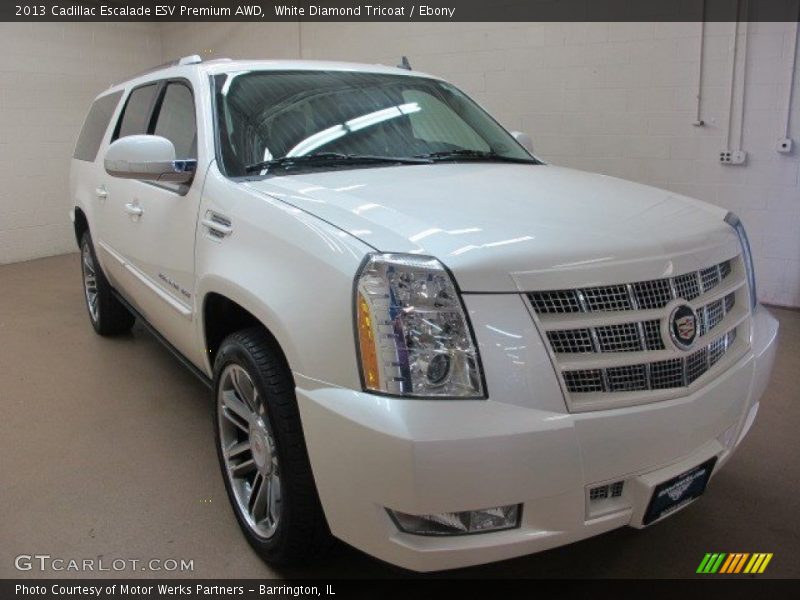 White Diamond Tricoat / Ebony 2013 Cadillac Escalade ESV Premium AWD