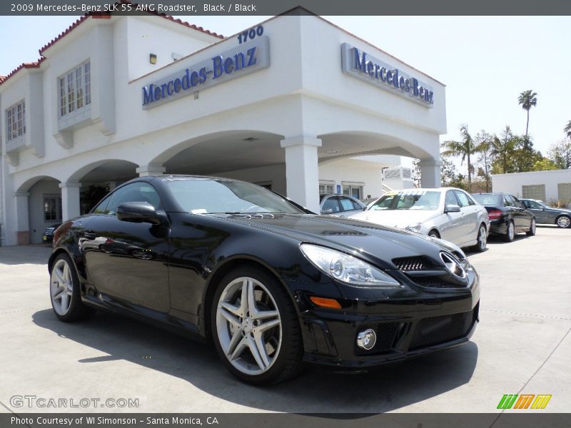 Black / Black 2009 Mercedes-Benz SLK 55 AMG Roadster