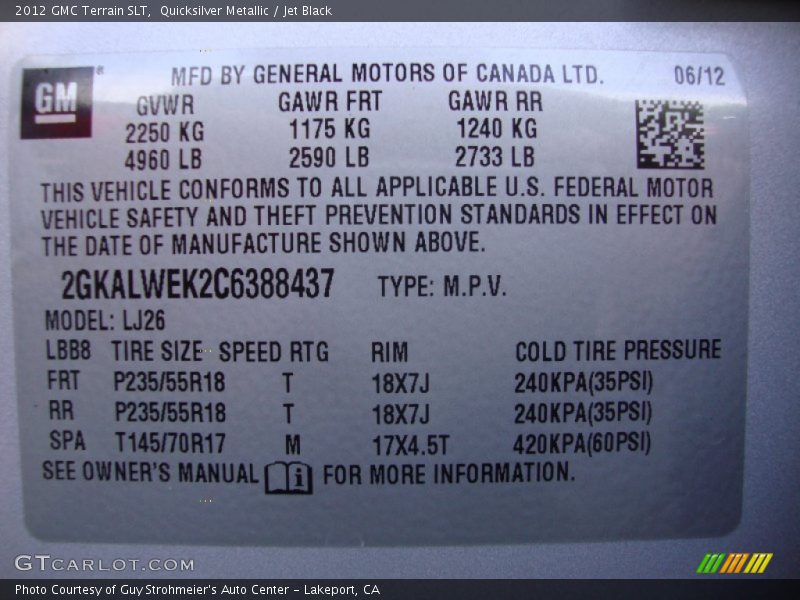 Quicksilver Metallic / Jet Black 2012 GMC Terrain SLT