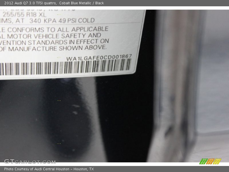 Cobalt Blue Metallic / Black 2012 Audi Q7 3.0 TFSI quattro