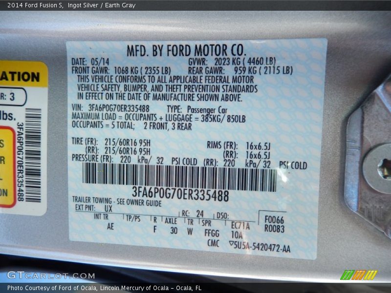 Ingot Silver / Earth Gray 2014 Ford Fusion S
