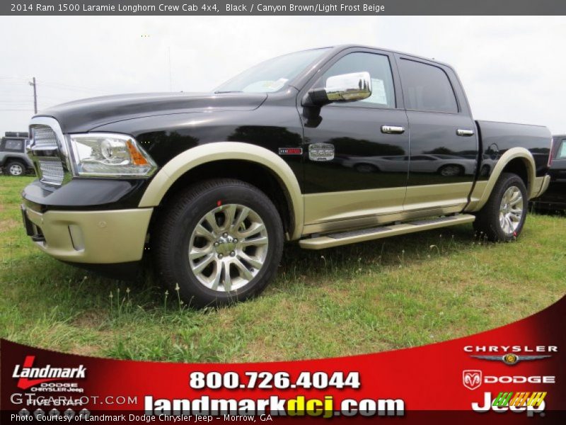 Black / Canyon Brown/Light Frost Beige 2014 Ram 1500 Laramie Longhorn Crew Cab 4x4