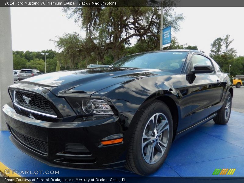 Black / Medium Stone 2014 Ford Mustang V6 Premium Coupe