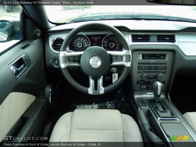 Black / Medium Stone 2014 Ford Mustang V6 Premium Coupe