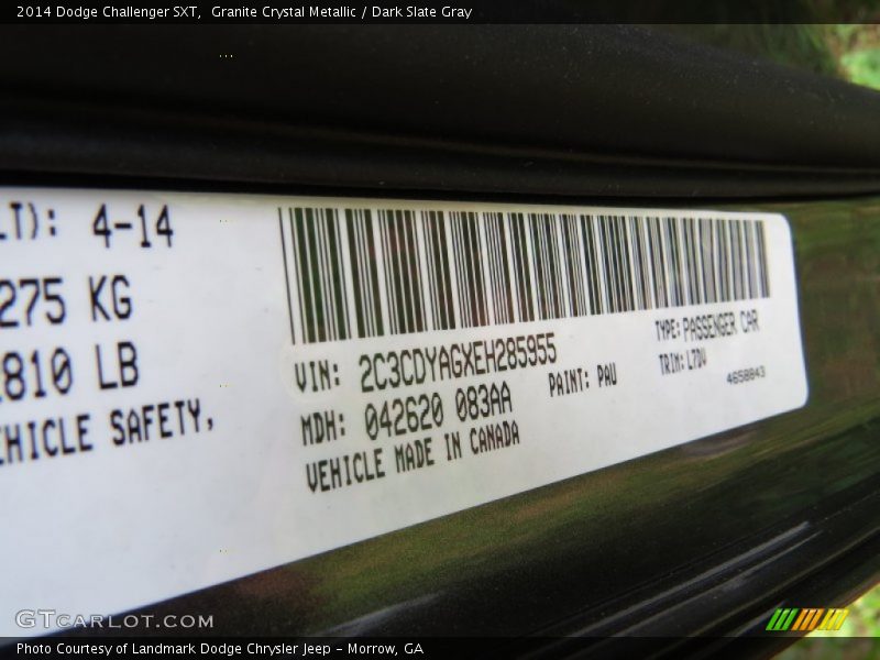 Granite Crystal Metallic / Dark Slate Gray 2014 Dodge Challenger SXT