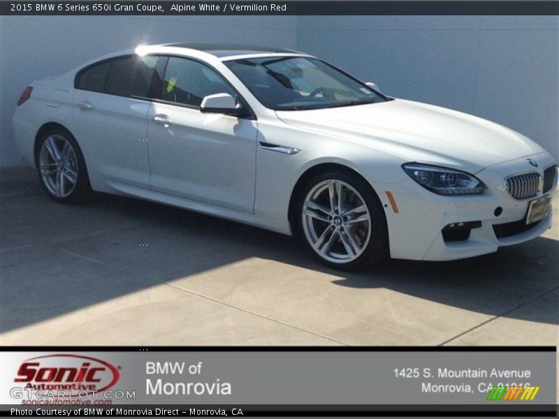 Alpine White / Vermilion Red 2015 BMW 6 Series 650i Gran Coupe