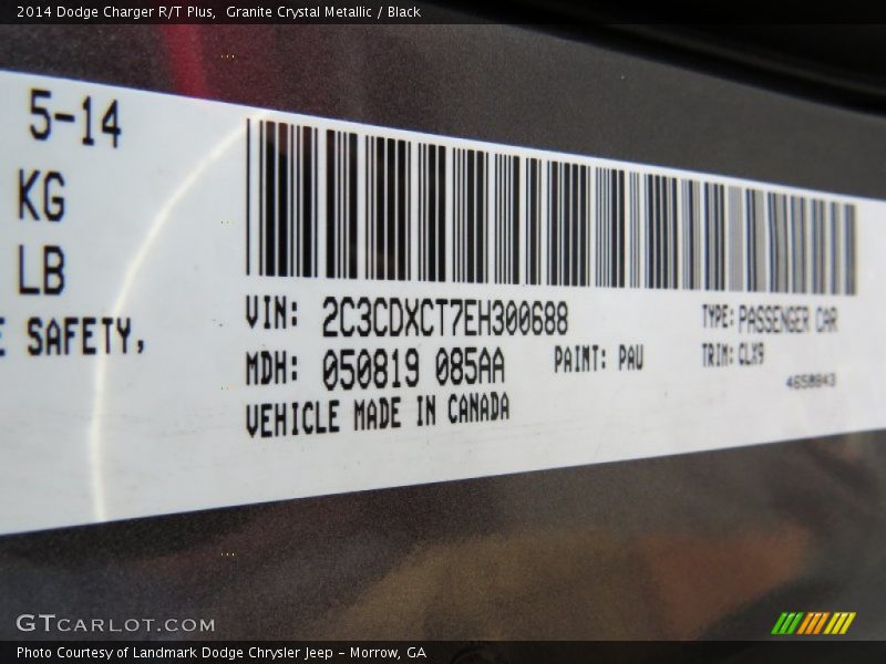 Granite Crystal Metallic / Black 2014 Dodge Charger R/T Plus