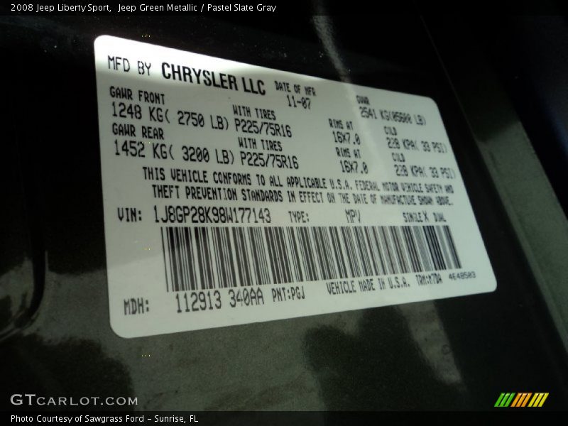 Jeep Green Metallic / Pastel Slate Gray 2008 Jeep Liberty Sport