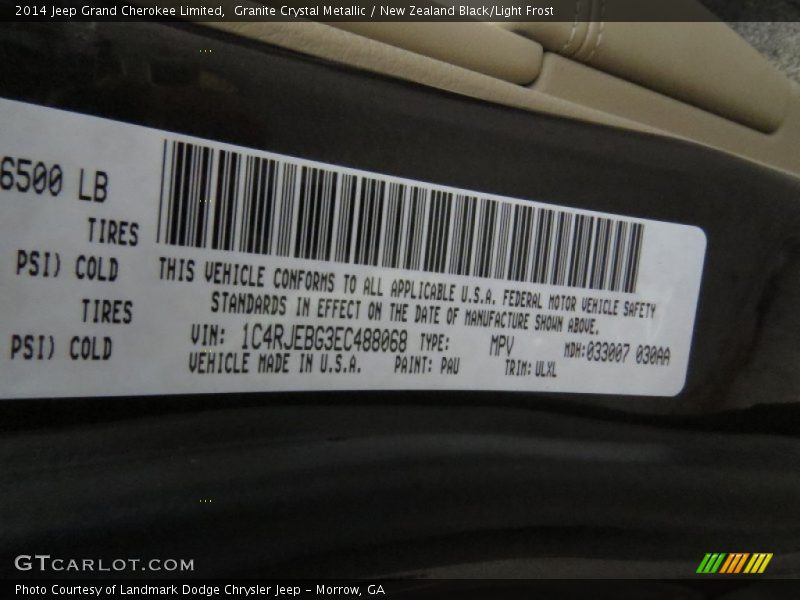 Granite Crystal Metallic / New Zealand Black/Light Frost 2014 Jeep Grand Cherokee Limited