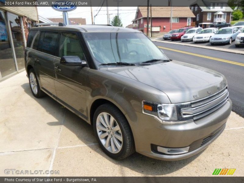 Mineral Gray / Dune 2014 Ford Flex SEL AWD