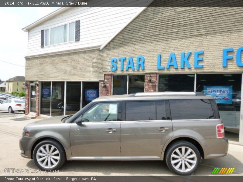 Mineral Gray / Dune 2014 Ford Flex SEL AWD