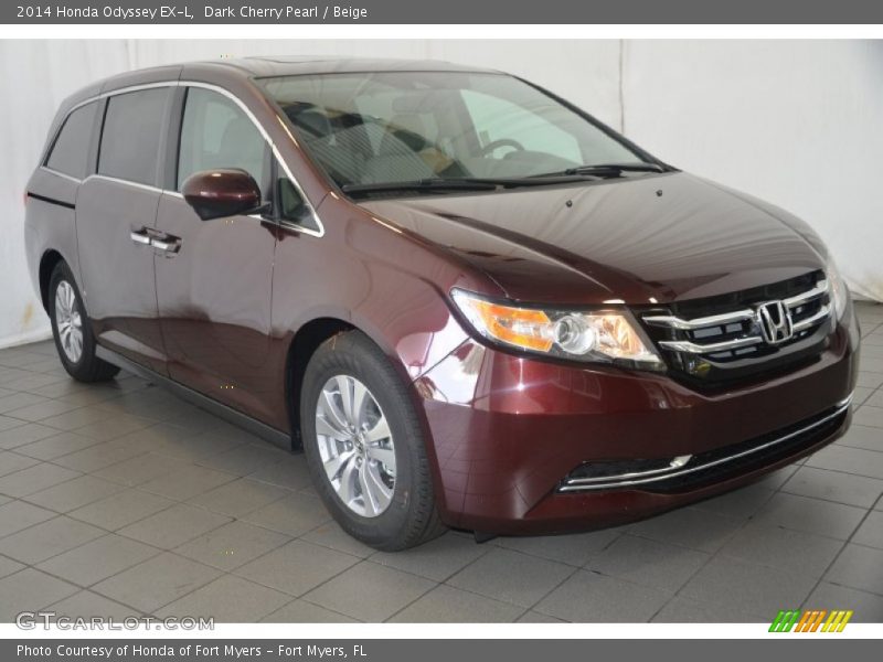 Dark Cherry Pearl / Beige 2014 Honda Odyssey EX-L