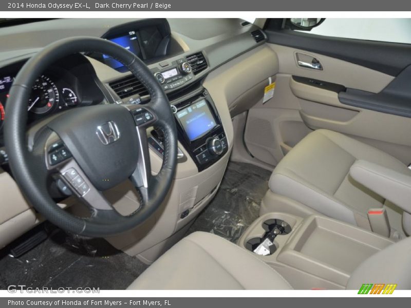 Dark Cherry Pearl / Beige 2014 Honda Odyssey EX-L