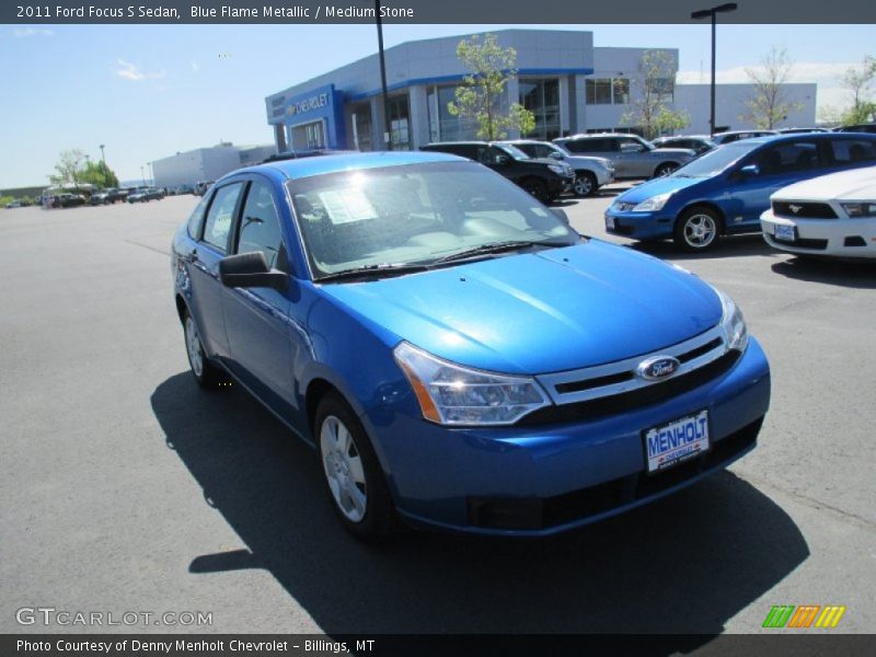 Blue Flame Metallic / Medium Stone 2011 Ford Focus S Sedan