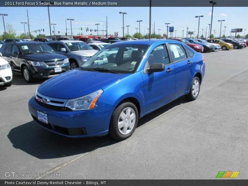 Blue Flame Metallic / Medium Stone 2011 Ford Focus S Sedan
