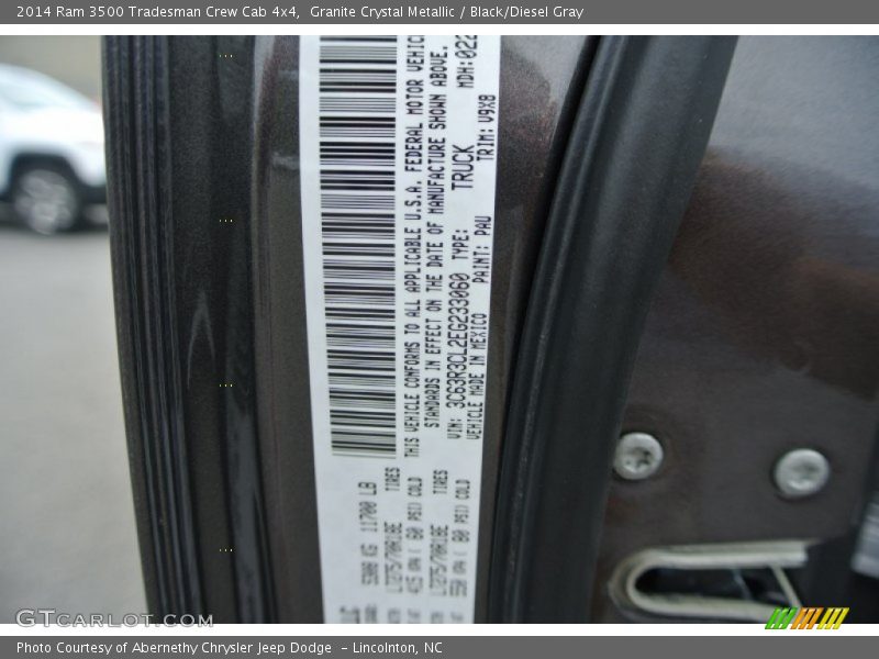 Granite Crystal Metallic / Black/Diesel Gray 2014 Ram 3500 Tradesman Crew Cab 4x4