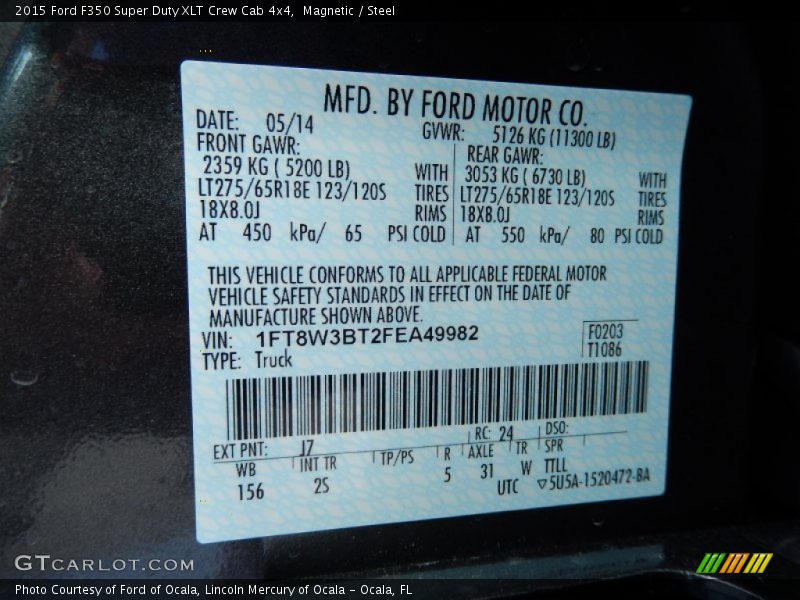 Magnetic / Steel 2015 Ford F350 Super Duty XLT Crew Cab 4x4