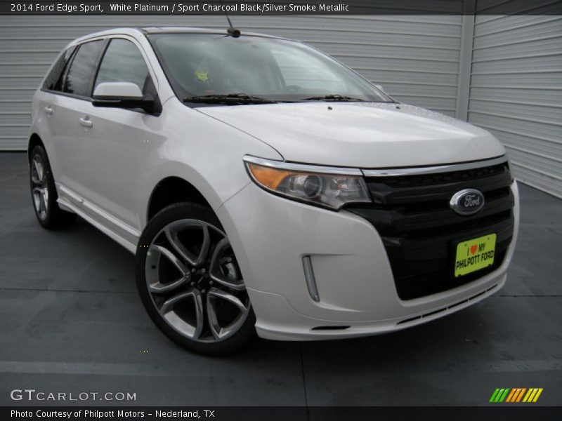 White Platinum / Sport Charcoal Black/Silver Smoke Metallic 2014 Ford Edge Sport