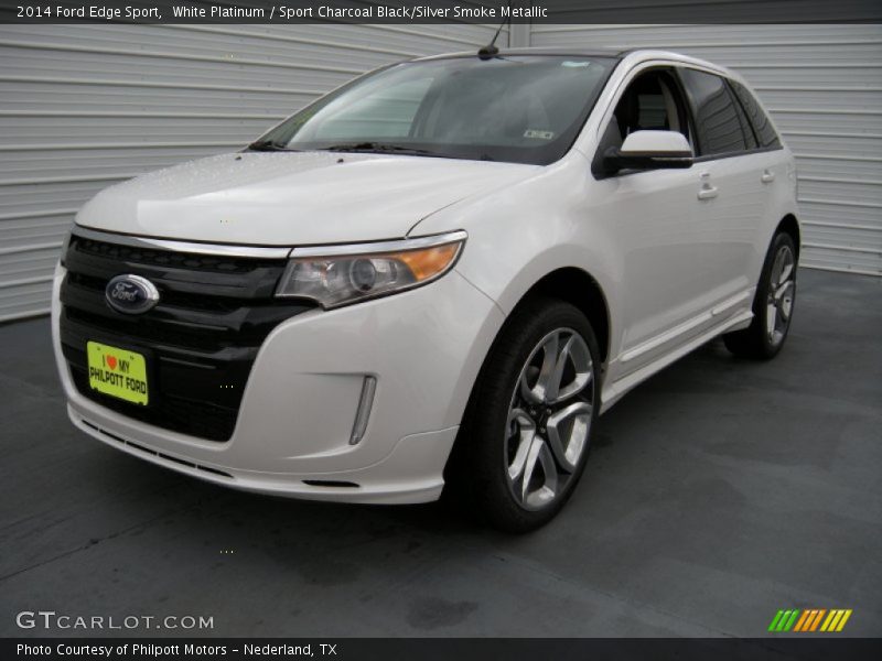 White Platinum / Sport Charcoal Black/Silver Smoke Metallic 2014 Ford Edge Sport