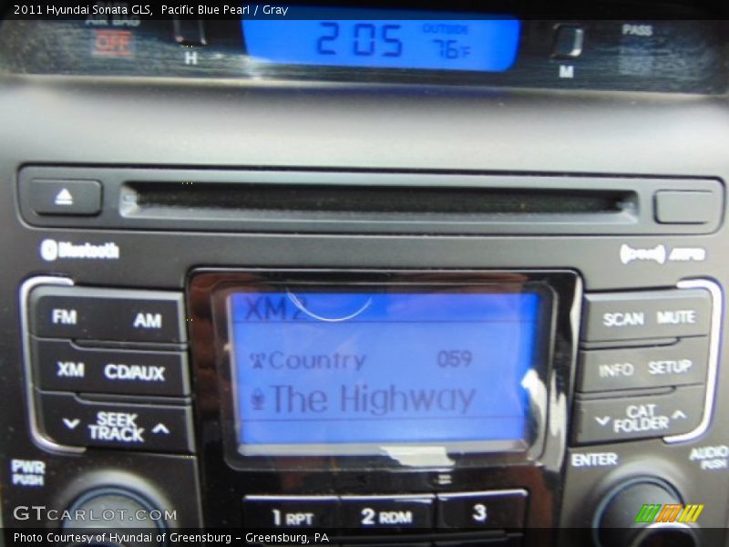 Pacific Blue Pearl / Gray 2011 Hyundai Sonata GLS