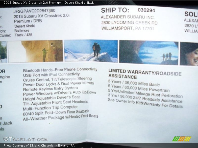 Desert Khaki / Black 2013 Subaru XV Crosstrek 2.0 Premium