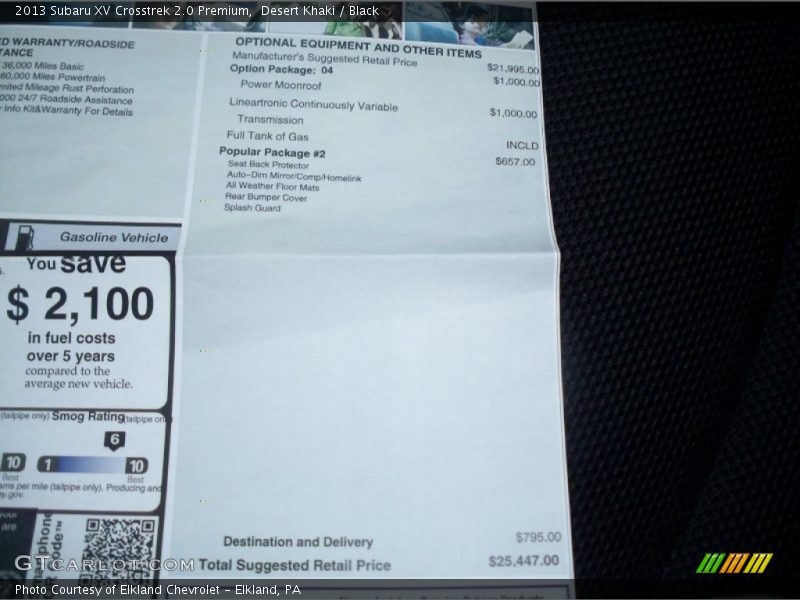 Desert Khaki / Black 2013 Subaru XV Crosstrek 2.0 Premium