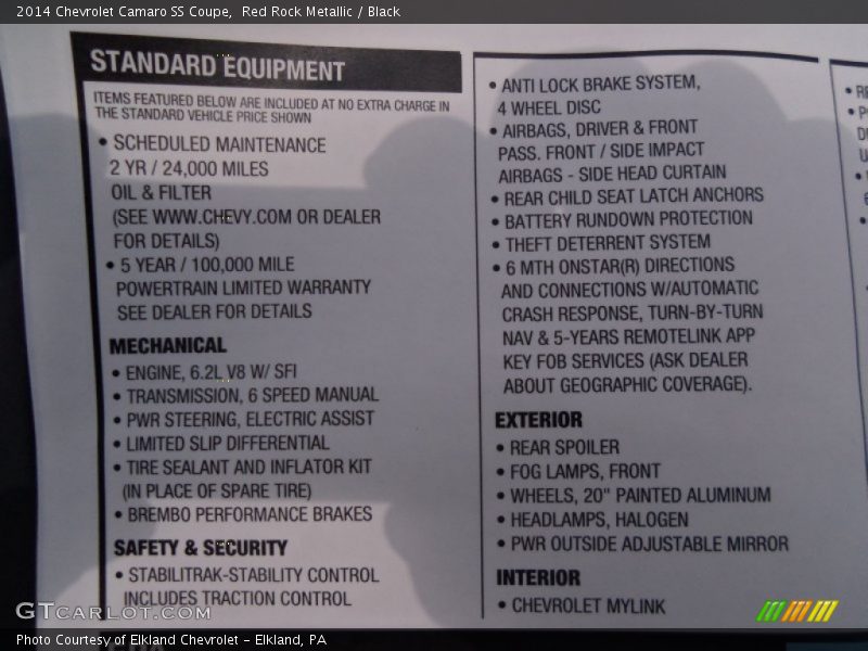 Red Rock Metallic / Black 2014 Chevrolet Camaro SS Coupe