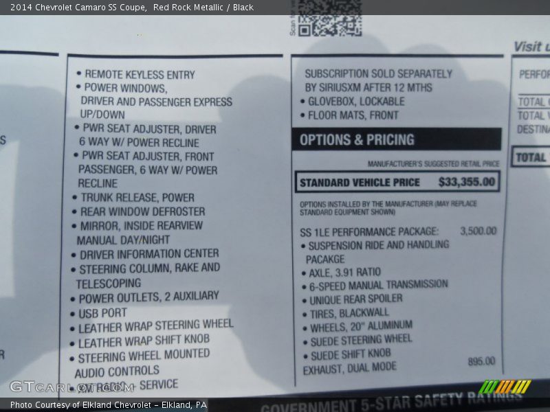 Red Rock Metallic / Black 2014 Chevrolet Camaro SS Coupe