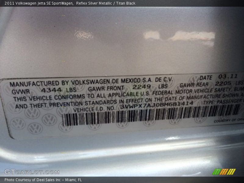 Reflex Silver Metallic / Titan Black 2011 Volkswagen Jetta SE SportWagen