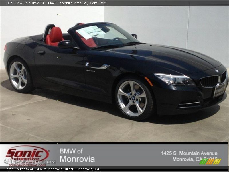 Black Sapphire Metallic / Coral Red 2015 BMW Z4 sDrive28i