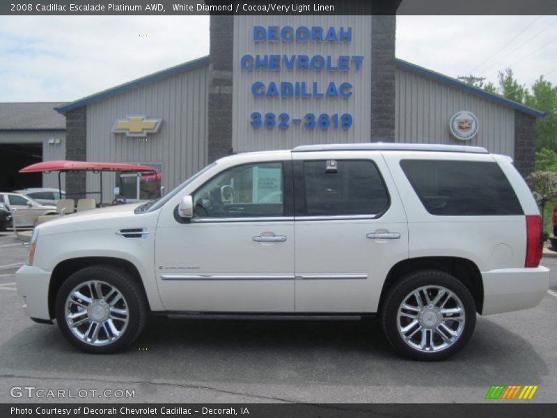 White Diamond / Cocoa/Very Light Linen 2008 Cadillac Escalade Platinum AWD