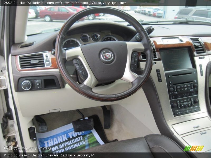 White Diamond / Cocoa/Very Light Linen 2008 Cadillac Escalade Platinum AWD