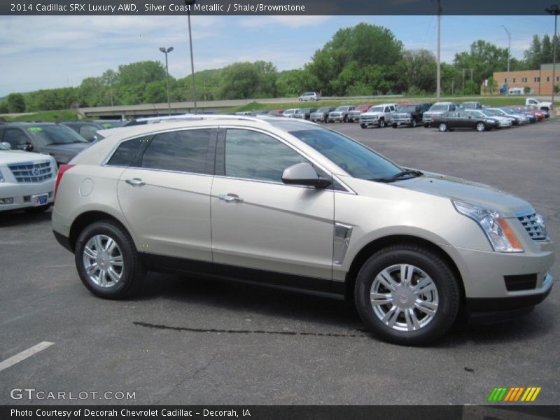 Silver Coast Metallic / Shale/Brownstone 2014 Cadillac SRX Luxury AWD