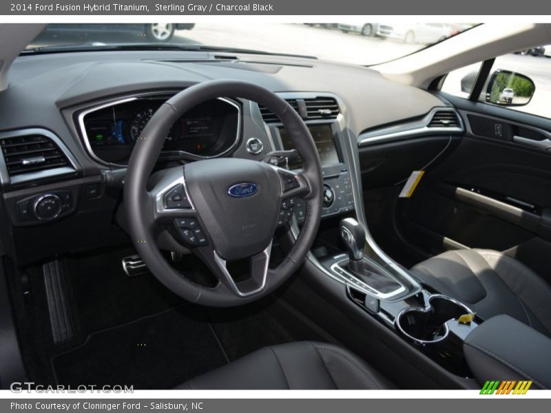 Sterling Gray / Charcoal Black 2014 Ford Fusion Hybrid Titanium