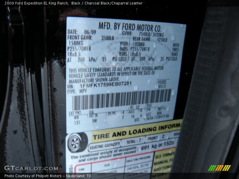 Black / Charcoal Black/Chaparral Leather 2009 Ford Expedition EL King Ranch