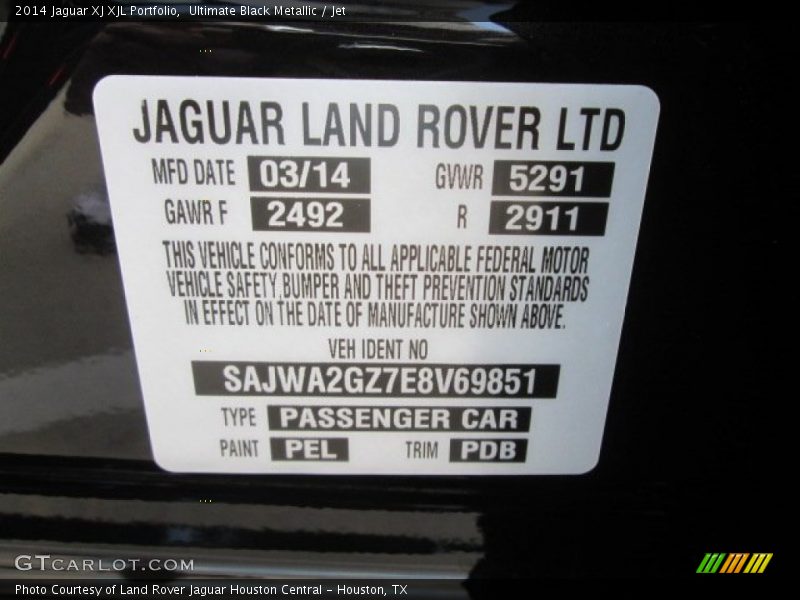 Ultimate Black Metallic / Jet 2014 Jaguar XJ XJL Portfolio
