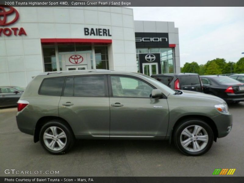 Cypress Green Pearl / Sand Beige 2008 Toyota Highlander Sport 4WD