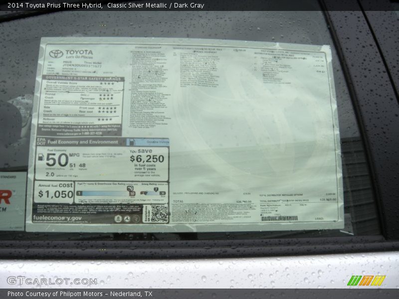Classic Silver Metallic / Dark Gray 2014 Toyota Prius Three Hybrid