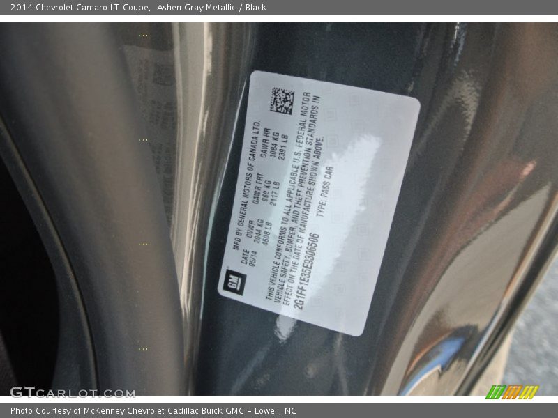 Ashen Gray Metallic / Black 2014 Chevrolet Camaro LT Coupe