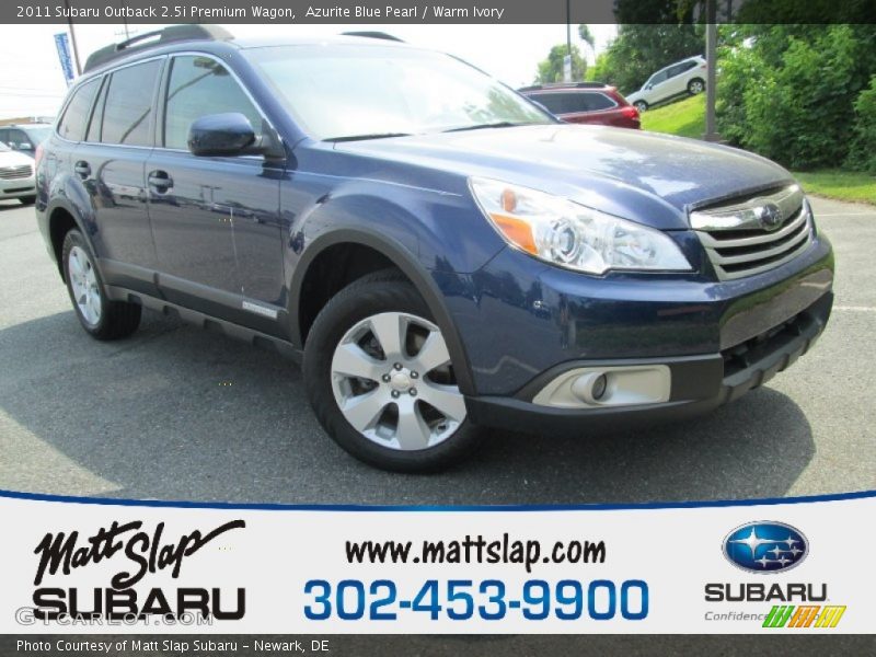 Azurite Blue Pearl / Warm Ivory 2011 Subaru Outback 2.5i Premium Wagon