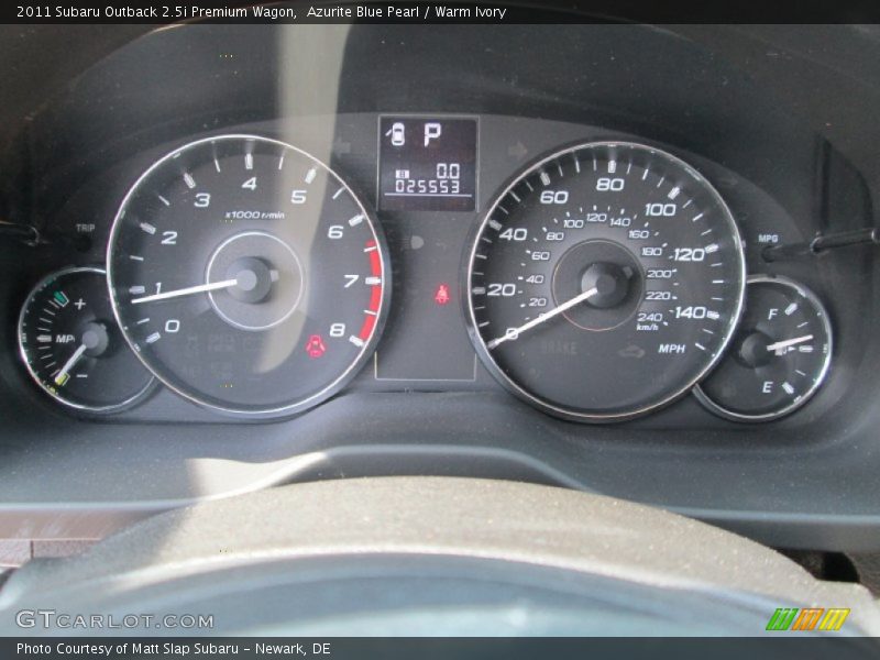 Azurite Blue Pearl / Warm Ivory 2011 Subaru Outback 2.5i Premium Wagon