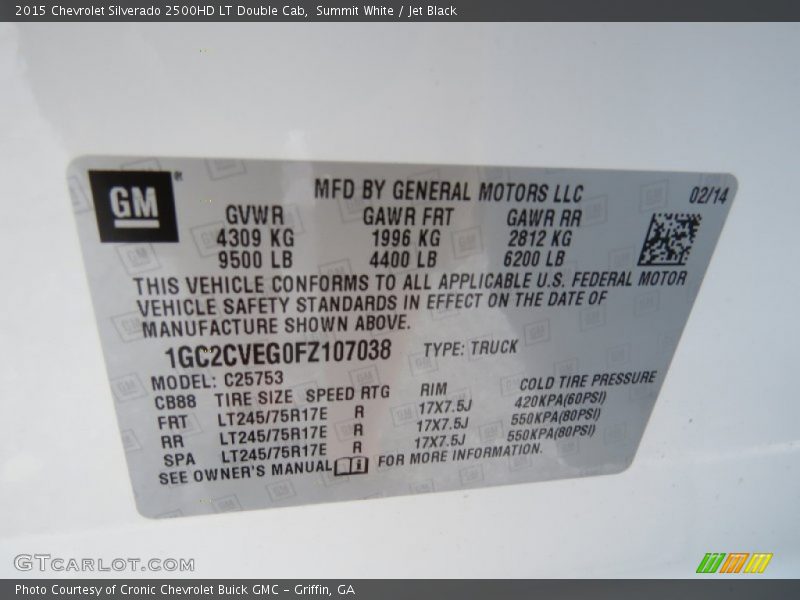 Summit White / Jet Black 2015 Chevrolet Silverado 2500HD LT Double Cab